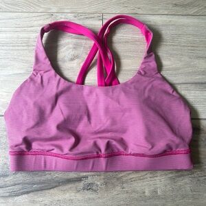 LULULEMON ENERGY BRA pink and grey stripe